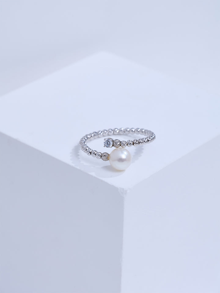 Top Grade 18k Solid Gold Akoya Pearl Ring KR00163
