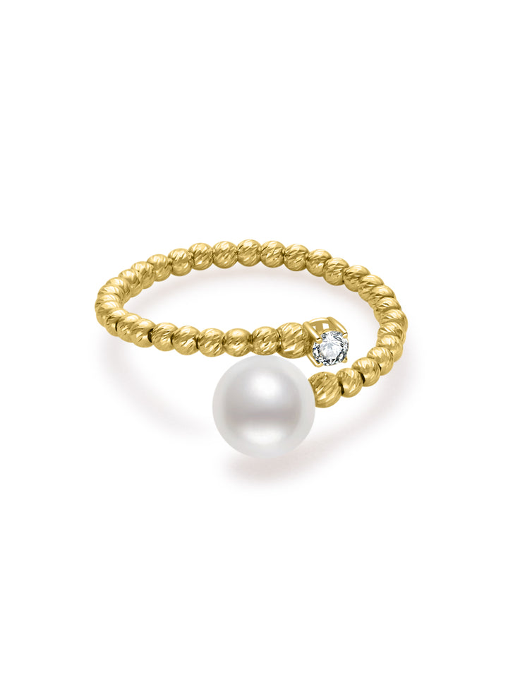 Top Grade 18k Solid Gold Akoya Pearl Ring KR00164