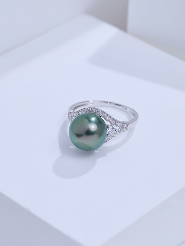 Top Grade 18K Solid Gold Tahitian Pearl Ring KR00171