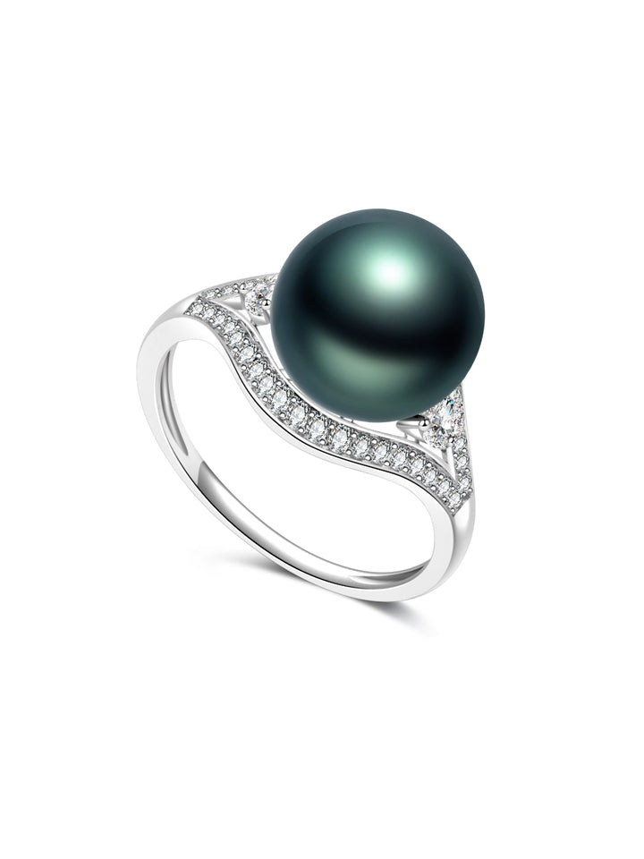 Top Grade 18K Solid Gold Tahitian Pearl Ring KR00171
