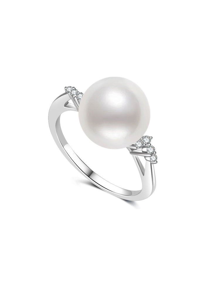 Anillo de perla blanca australiana de oro de 18K de máxima calidad KR00174 | POSSIBILITIES
