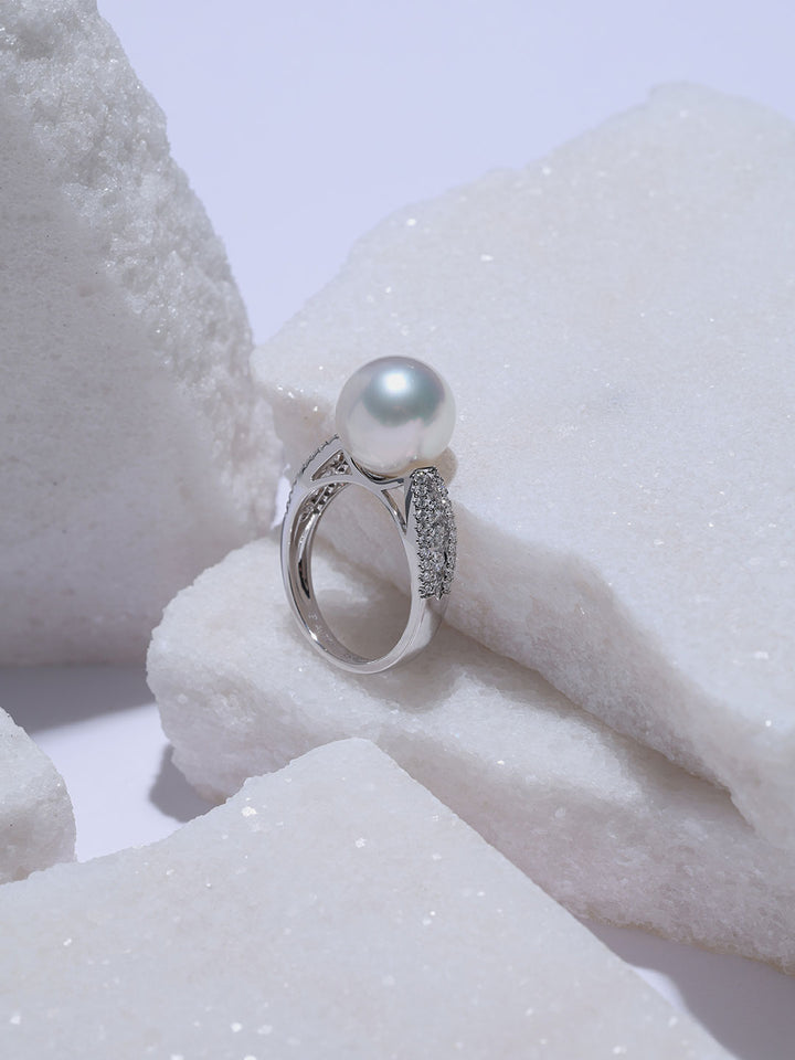 Bague en perle blanche australienne et or 18K de qualité supérieure KR00177 | POSSIBILITIES