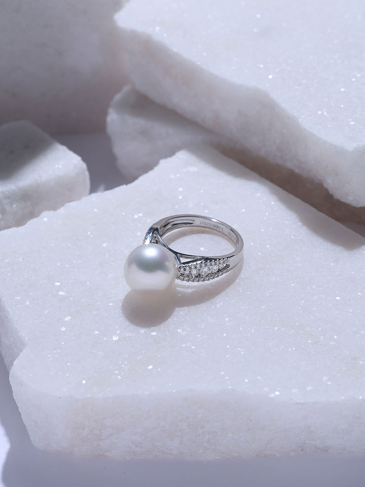 Bague en perle blanche australienne et or 18K de qualité supérieure KR00177 | POSSIBILITIES