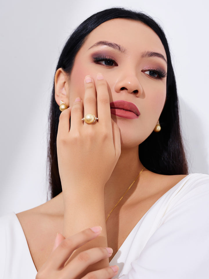 Cincin Mutiara Emas Laut Selatan Emas Tulen 18K KR00137