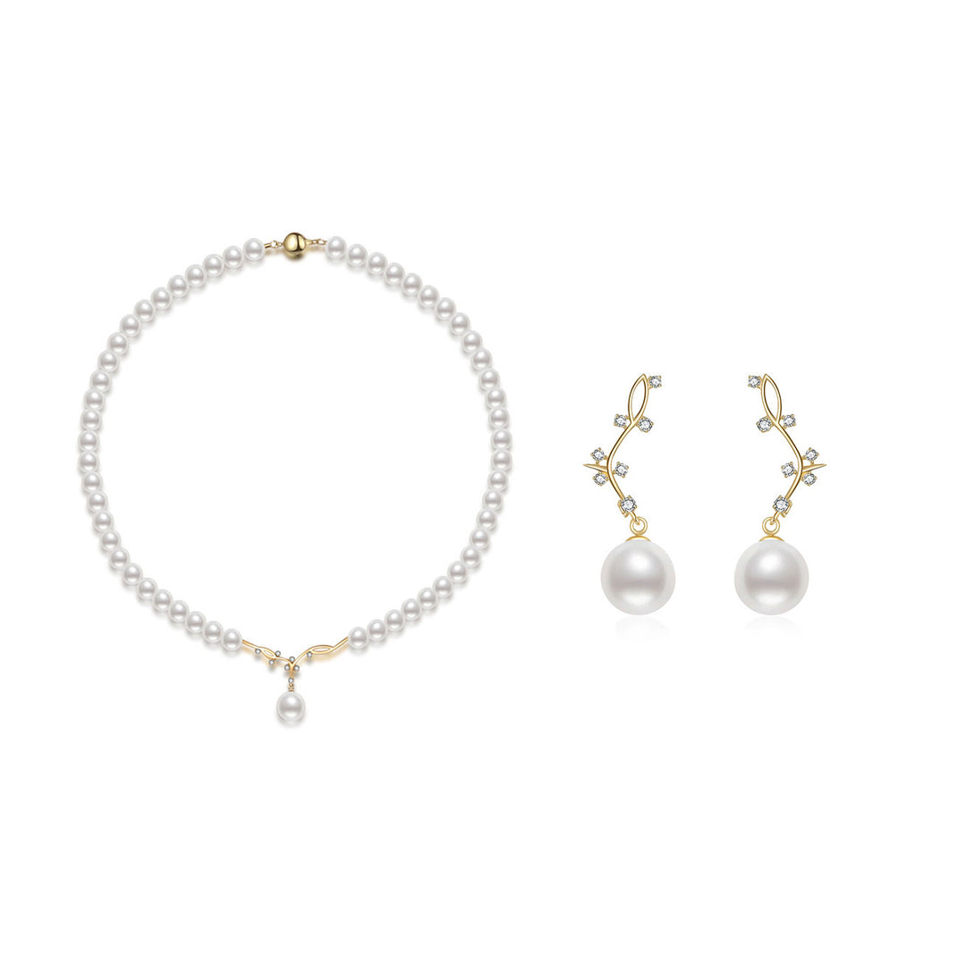 18K Gold Freshwater Pearl Jewelry Set KS00006 | STARRY - PEARLY LUSTRE