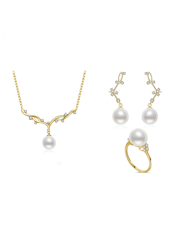 Set di gioielli con perle d'acqua dolce in oro 18 carati KS00007 | STELLATO