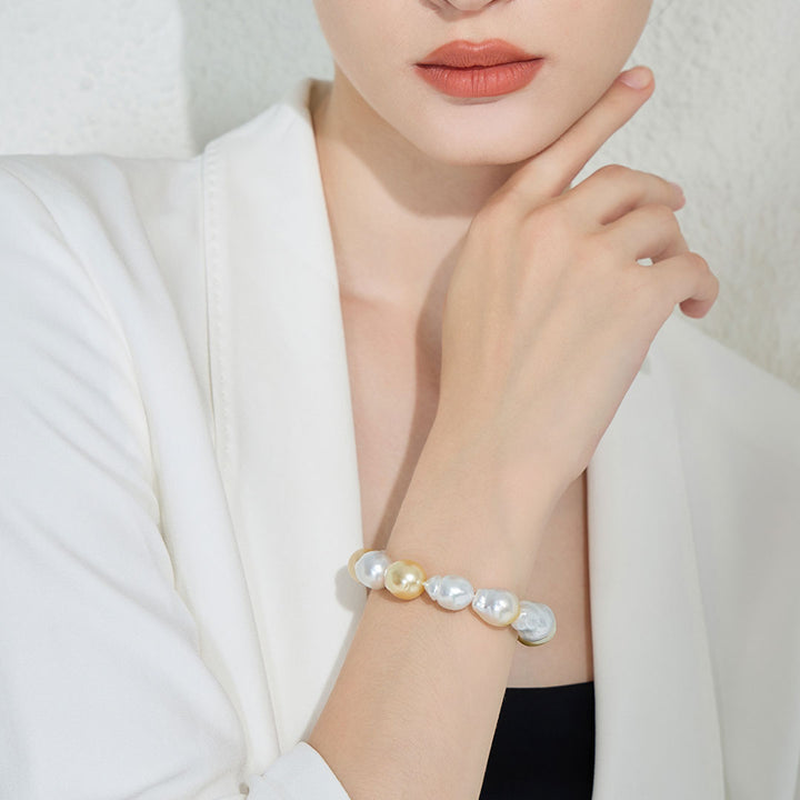 18k Gold Baroque South Sea Pearl Jewelry Set KS00013 - PEARLY LUSTRE