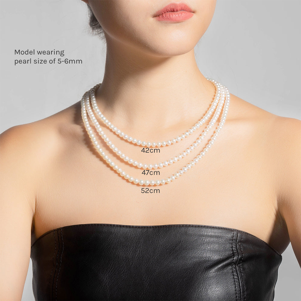 Top Lustre White Freshwater Pearl Necklace WN00192 - PEARLY LUSTRE
