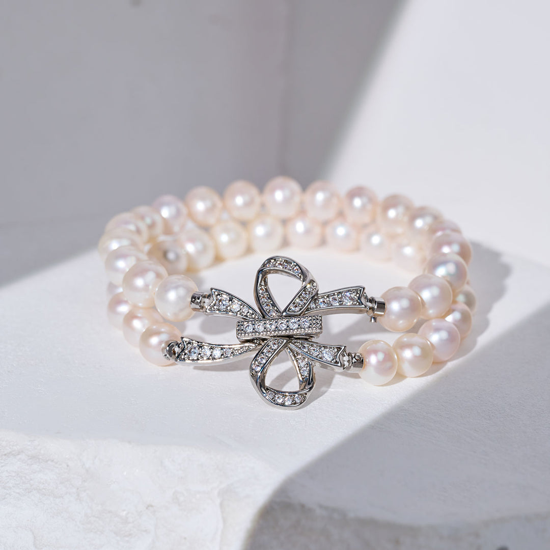 Elegante Bracciale con Perle d'Acqua Dolce WB00006 | RIBBON
