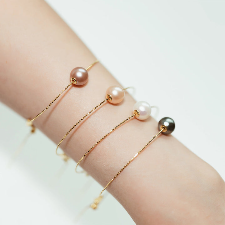 18K Solid Gold Interchangeable 7.5-8MM Akoya Pearl Bracelet KB00007 | Possibilities