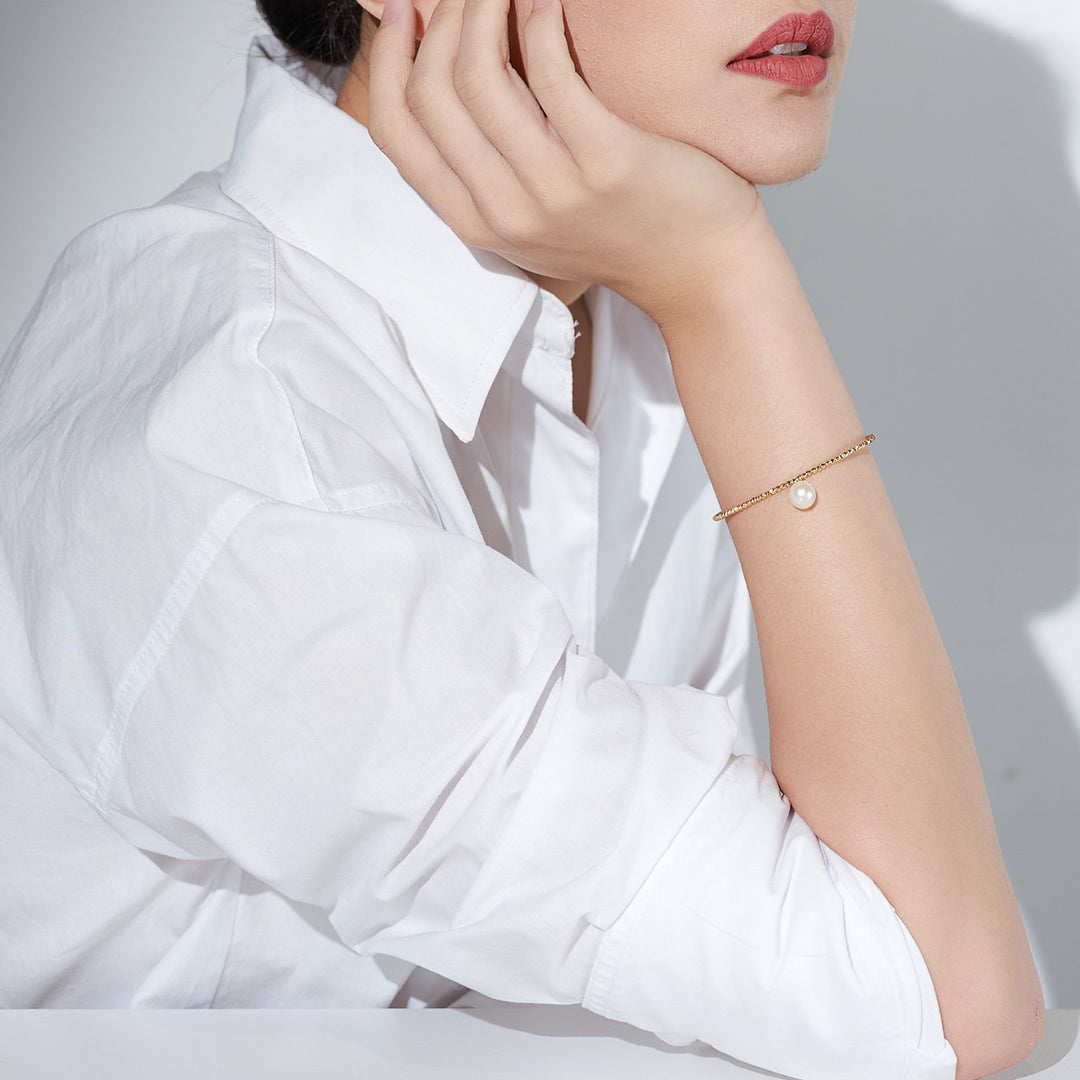 18K Solid Gold Freshwater Pearl Bracelet KB00015 - PEARLY LUSTRE