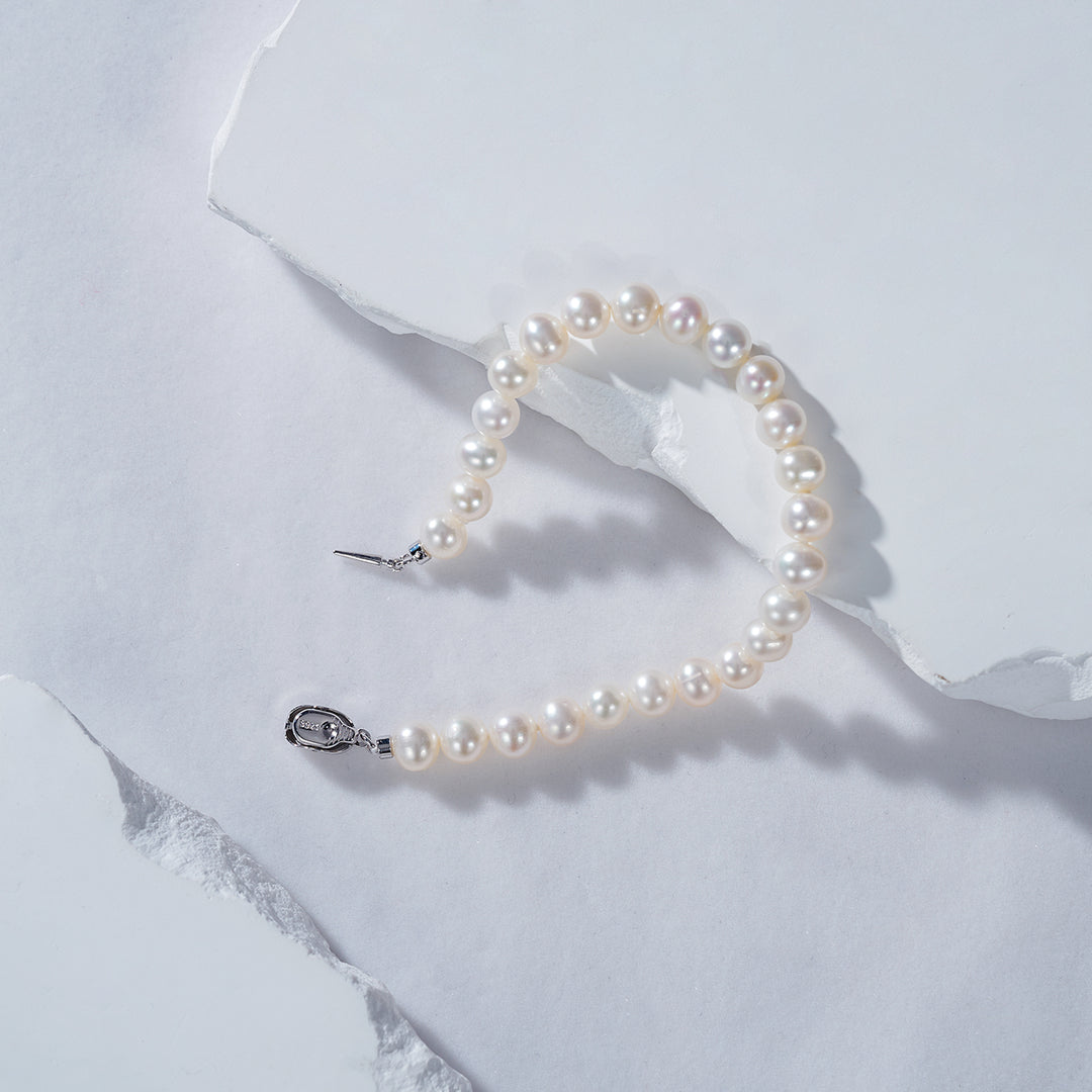 Brilliant Lustre White Freshwater Pearl Bracelet WB00184 - PEARLY LUSTRE