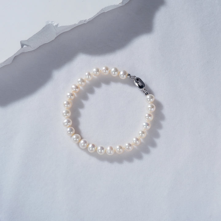 Brilliant Lustre White Freshwater Pearl Bracelet WB00184 - PEARLY LUSTRE