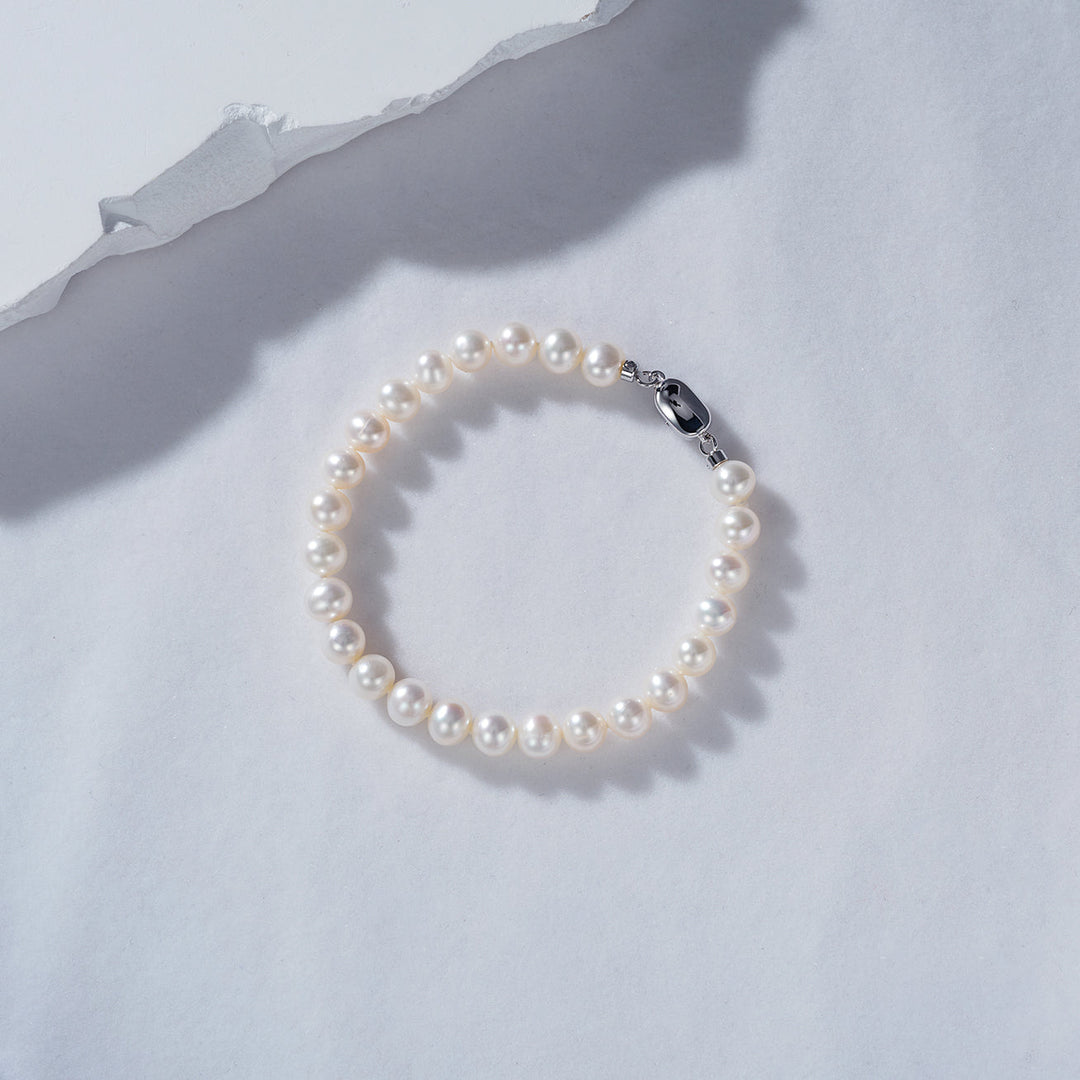 Excellent Lustre White Freshwater Pearl Bracelet WB00241 - PEARLY LUSTRE