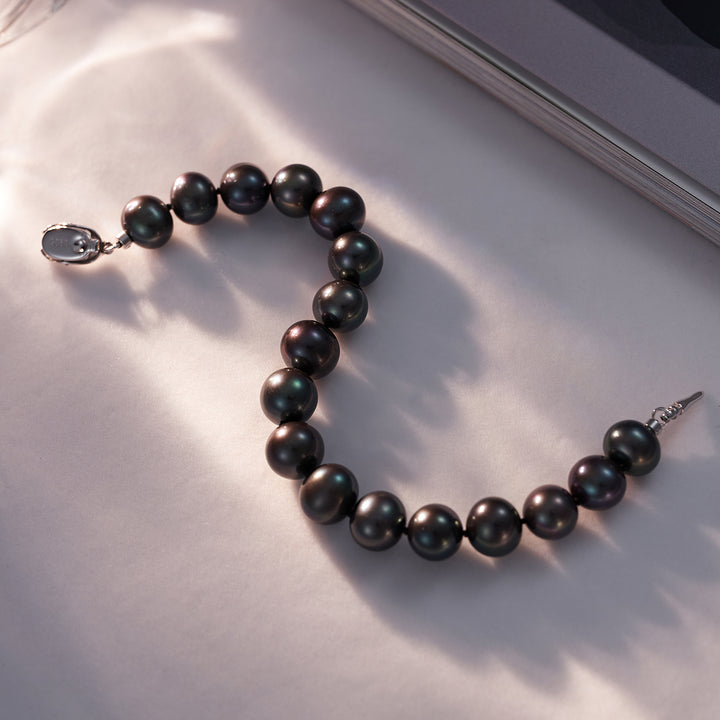 Elegant Freshwater Black Pearl Bracelet WB00195 - PEARLY LUSTRE