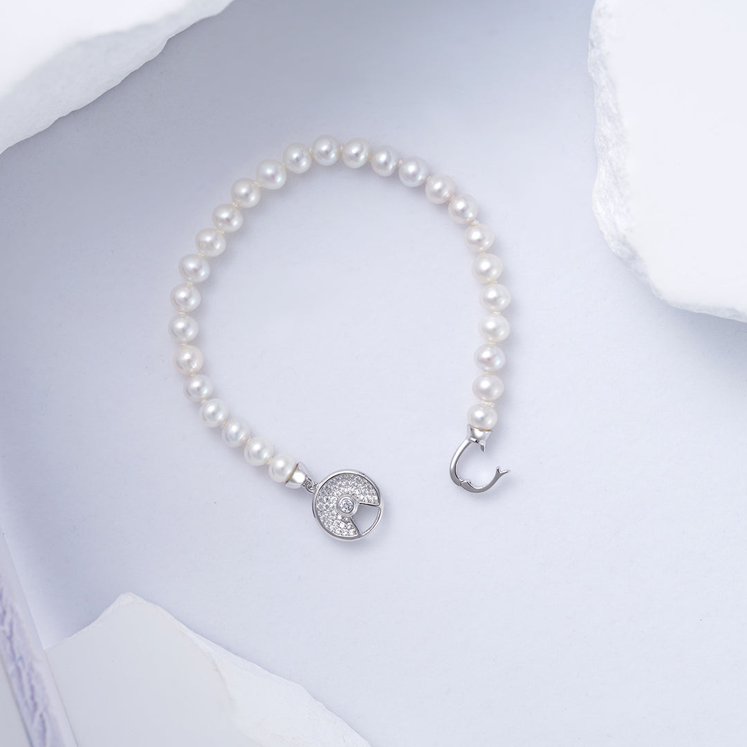 Brilliant Lustre White Freshwater Pearl Bracelet WB00226 - PEARLY LUSTRE