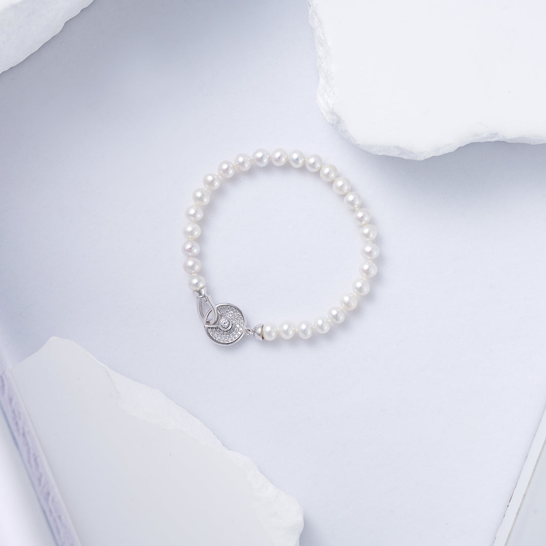 Brilliant Lustre White Freshwater Pearl Bracelet WB00226 - PEARLY LUSTRE