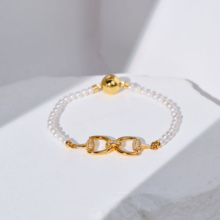 탑 러스터 담수 진주 팔찌 WB00319 | HORSE