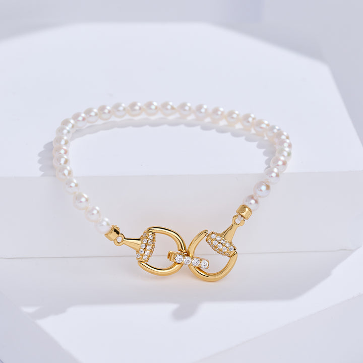 Pulsera de perlas de agua dulce Lustre superior WB00327 | HORSE