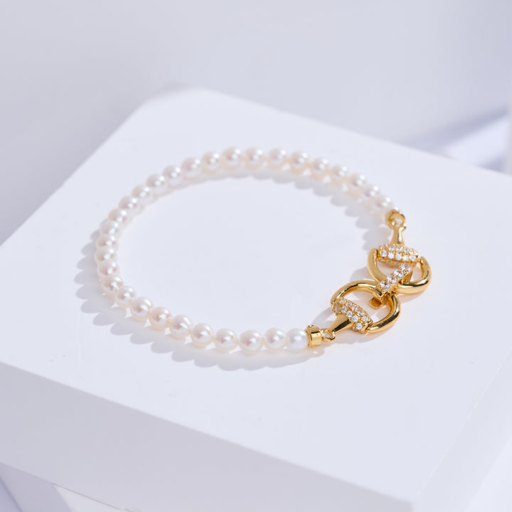 Pulsera de perlas de agua dulce Lustre superior WB00327 | HORSE