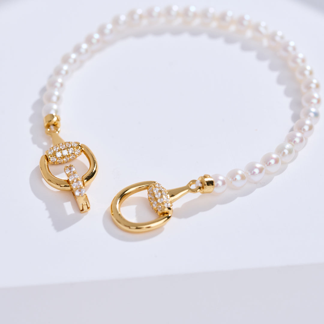 Pulsera de perlas de agua dulce Lustre superior WB00327 | HORSE