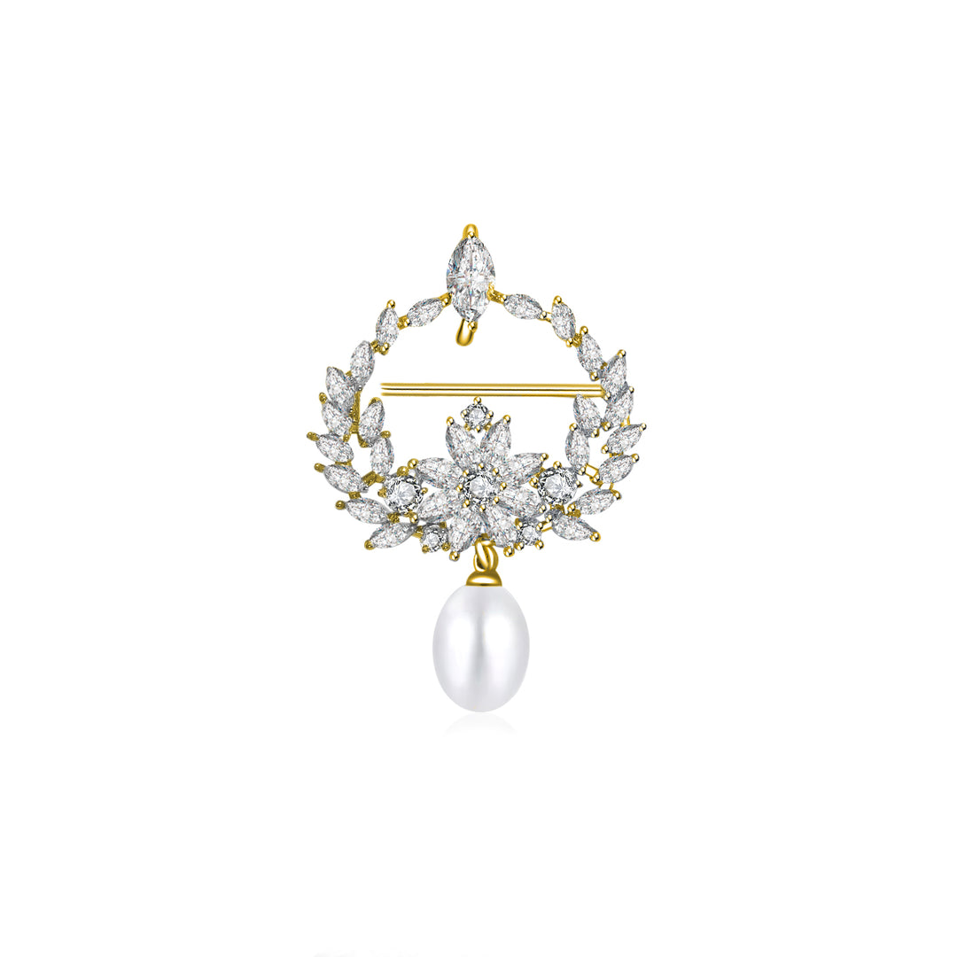 Elegante Broche de Perlas de Agua Dulce WC00037 | JARDINES