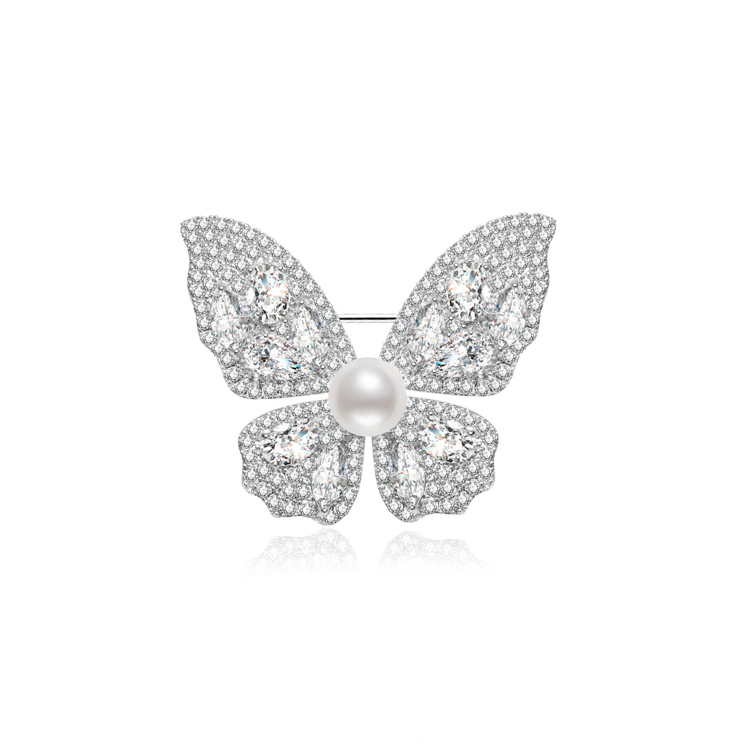 Elegant Freshwater Pearl Butterfly Brooch WC00068 | GARDENS - PEARLY LUSTRE