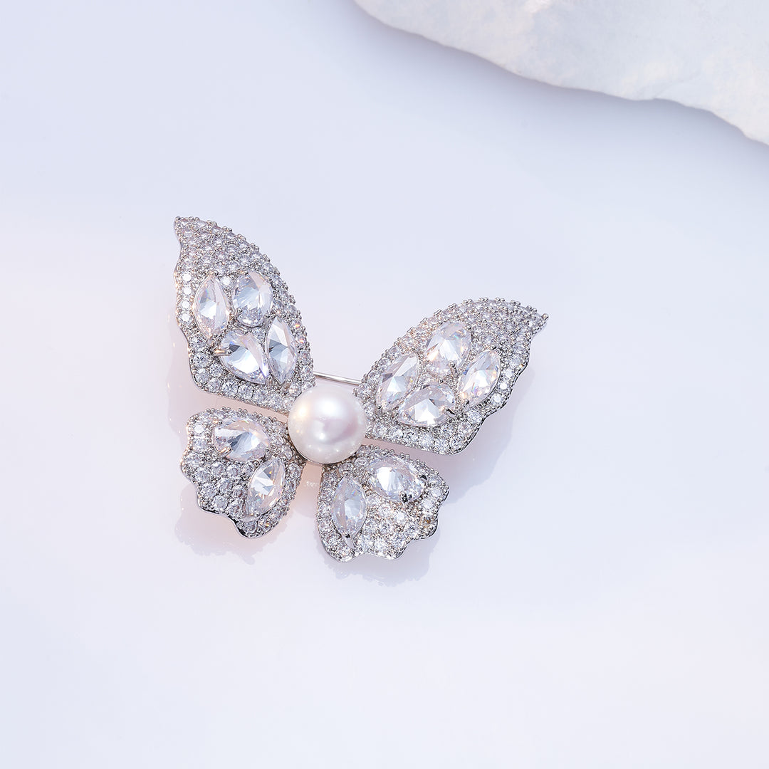 Elegant Freshwater Pearl Butterfly Brooch WC00068 | GARDENS