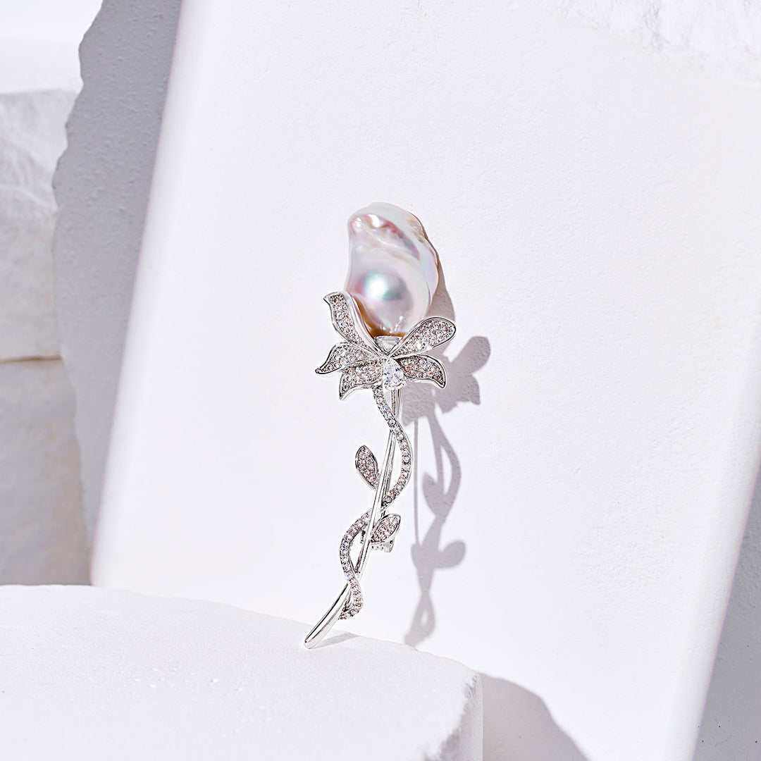 Elegant Baroque Pearl Brooch WC00086 - PEARLY LUSTRE