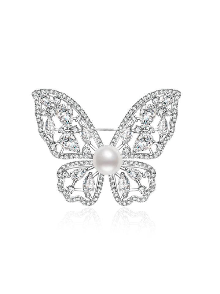 Broche élégante en perle d'eau douce WC00088 | BUTTERFLY