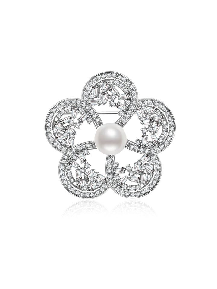 Broche elegante de perla de agua dulce WC00093