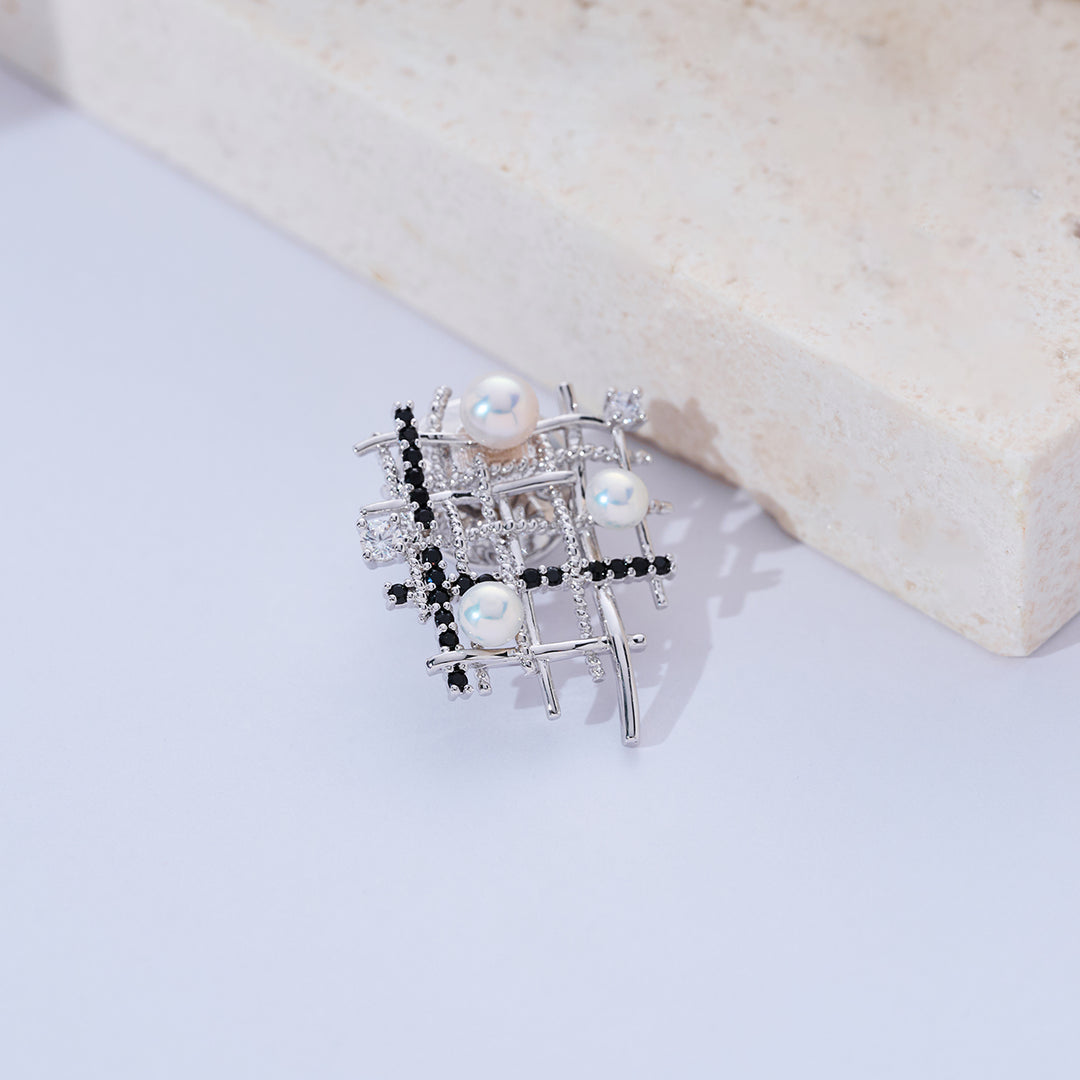 Broche de perla de agua dulce de primera calidad WC00095 | TWEED