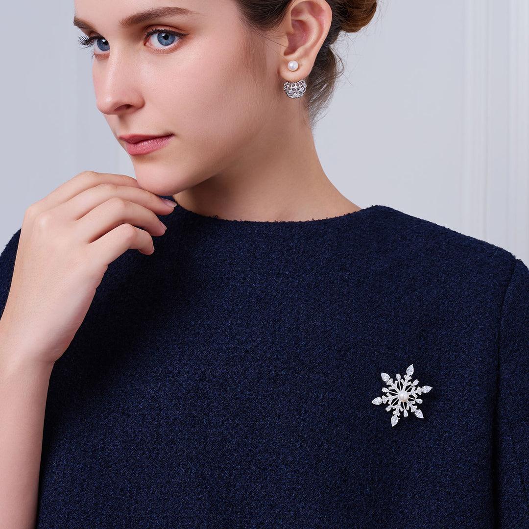 Spilla elegante con perla d'acqua dolce WC00097