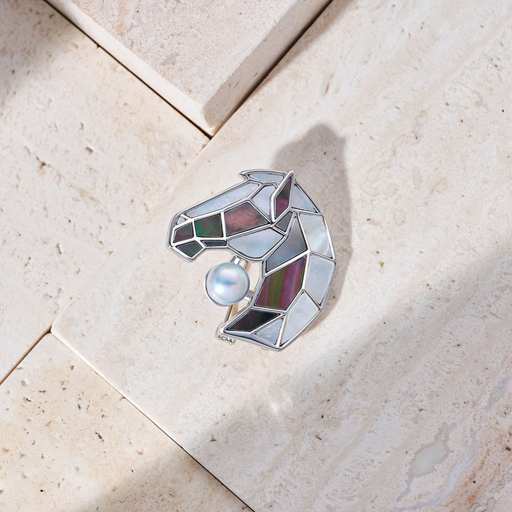 顶级阿古屋珍珠胸针 WC00100 | HORSE