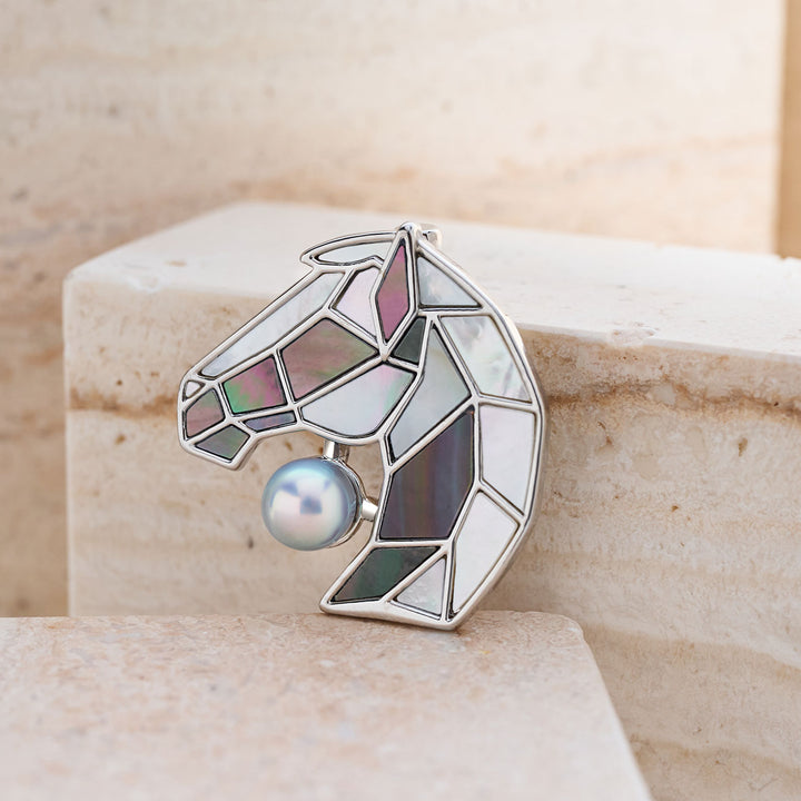 顶级阿古屋珍珠胸针 WC00100 | HORSE