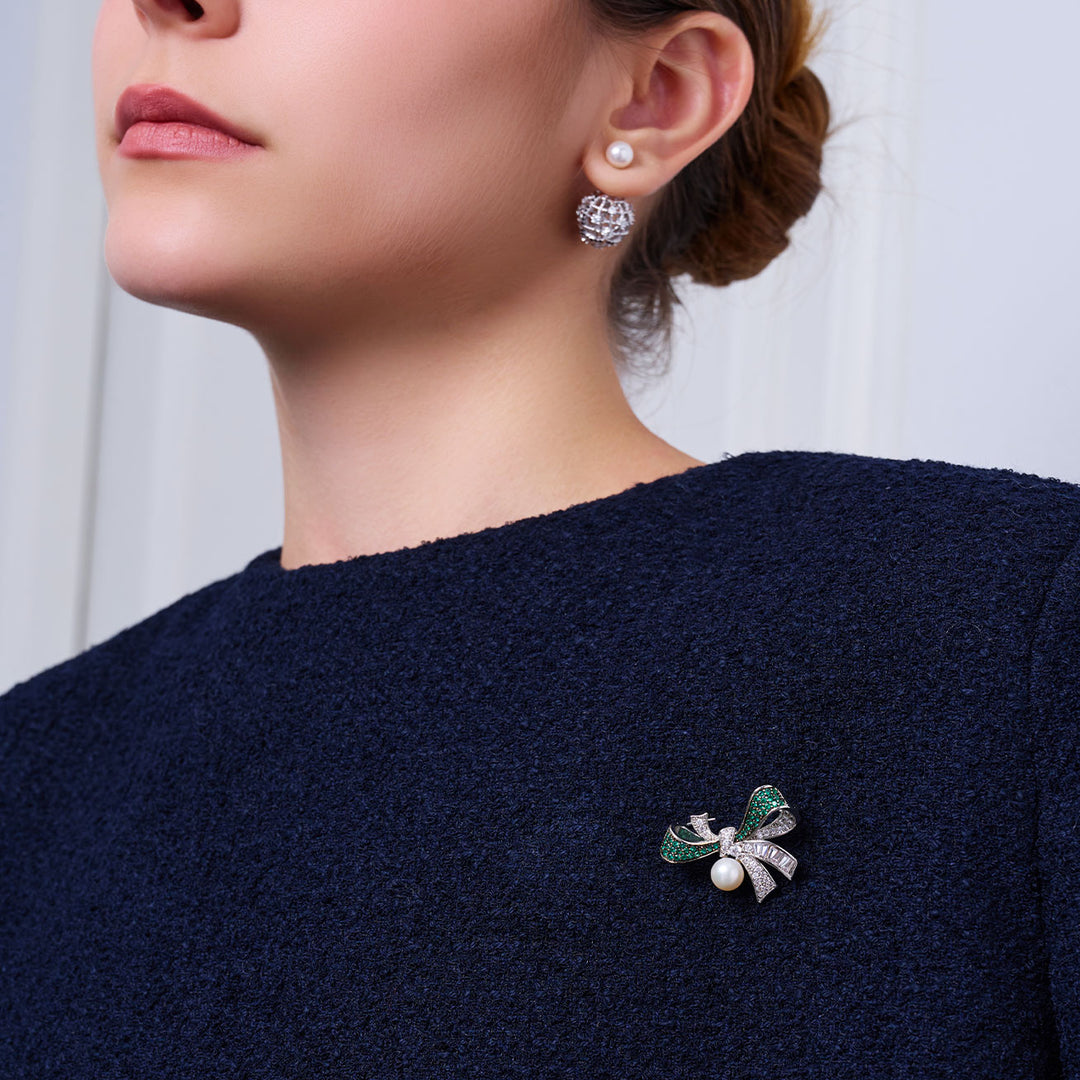 Broche elegante de perla de agua dulce WC00103