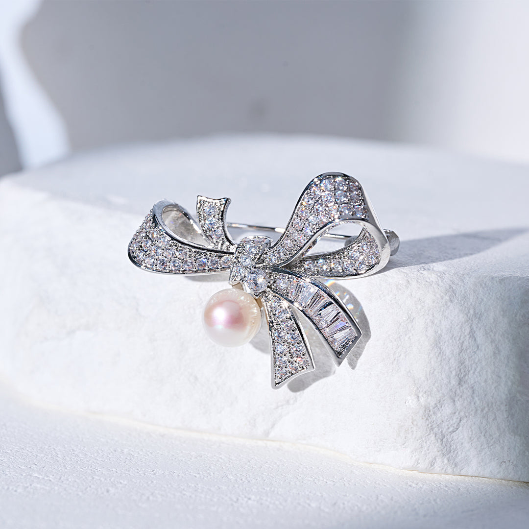Broche elegante de perla de agua dulce WC00104