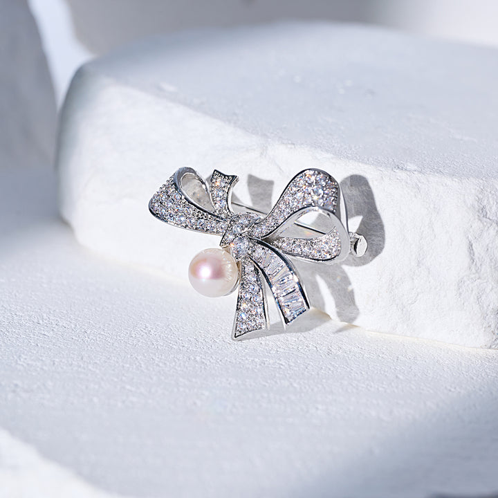 Broche elegante de perla de agua dulce WC00104