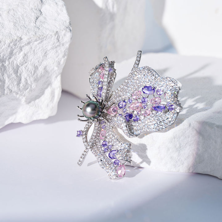 Spilla elegante con perla d'acqua dolce WC00112