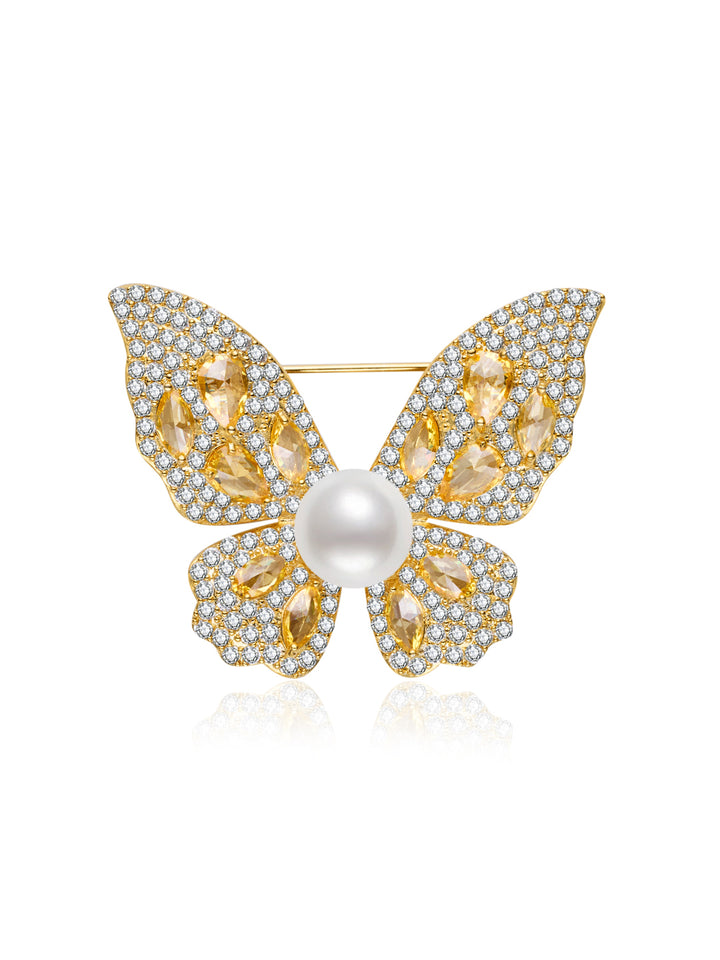 Elegant Freshwater Pearl Brooch WC00119 | BUTTERFLY
