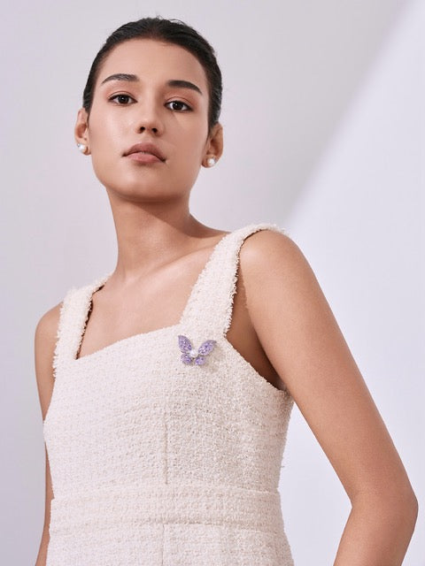 Broche elegante de perla de agua dulce WC00121 | BUTTERFLY