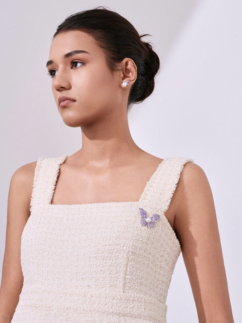 Broche elegante de perla de agua dulce WC00121 | BUTTERFLY