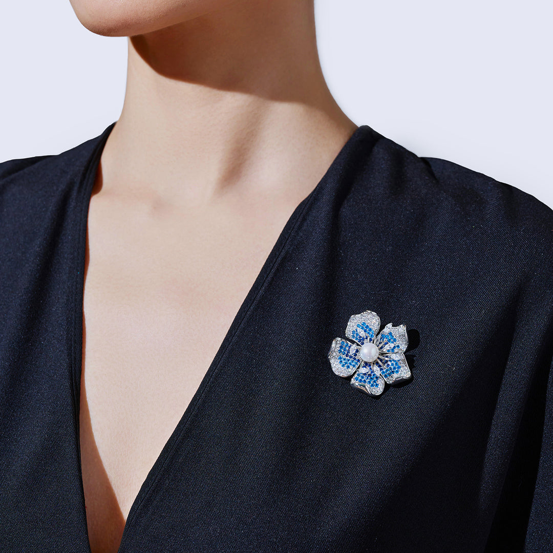 Spilla elegante con perla d'acqua dolce WC00126