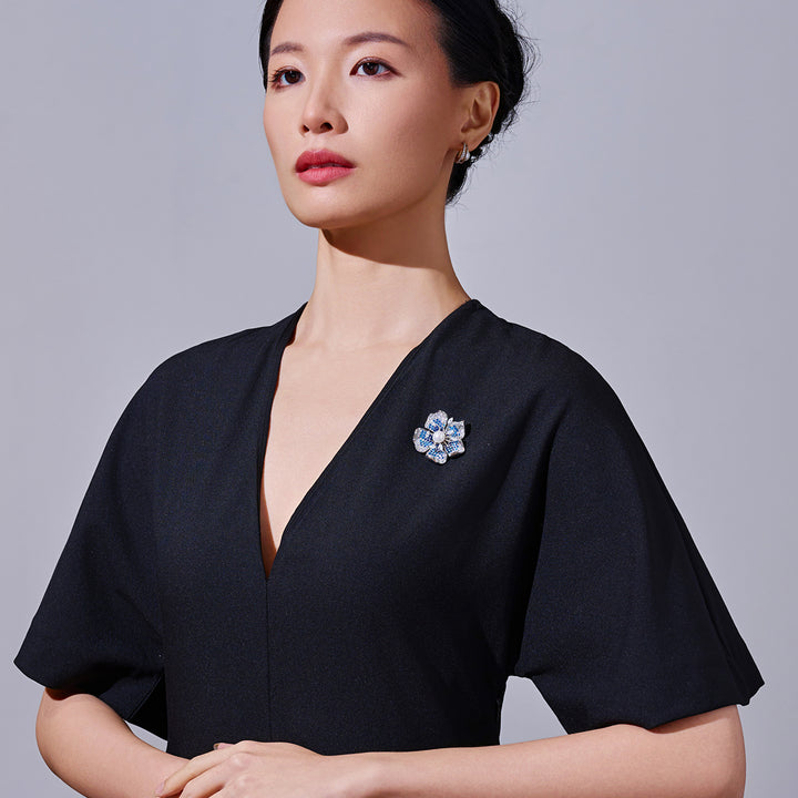 Spilla elegante con perla d'acqua dolce WC00126