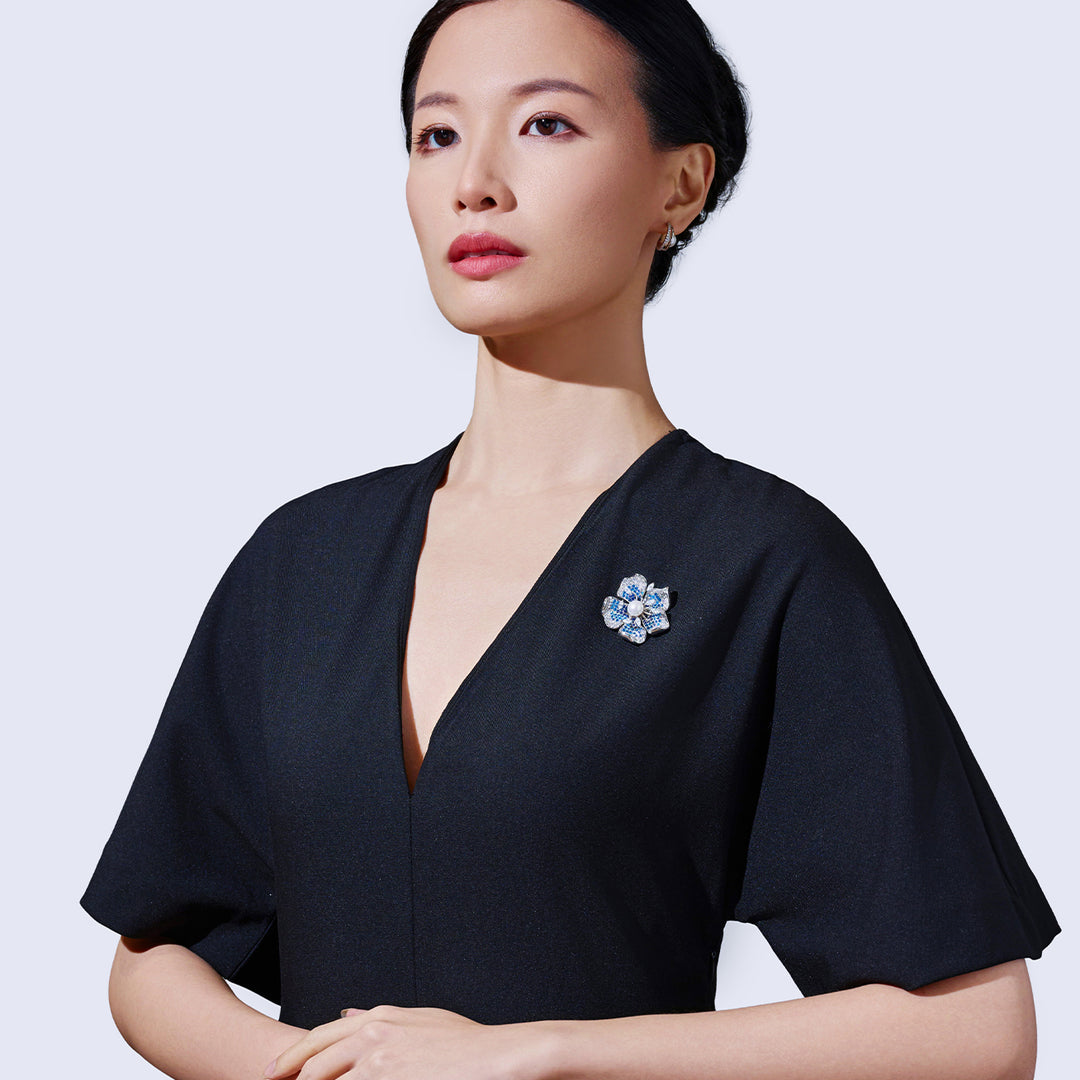 Spilla elegante con perla d'acqua dolce WC00126