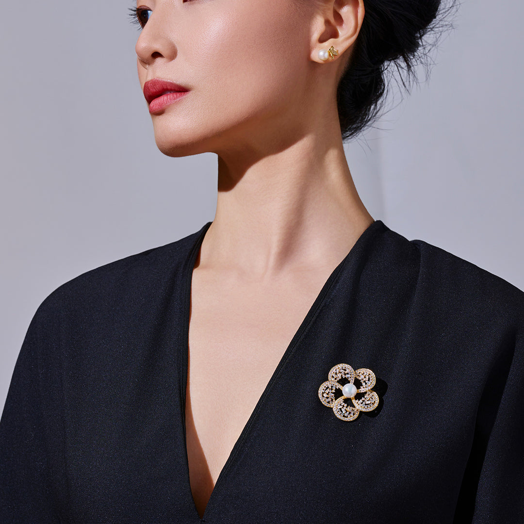 優雅淡水珍珠胸針 WC00128