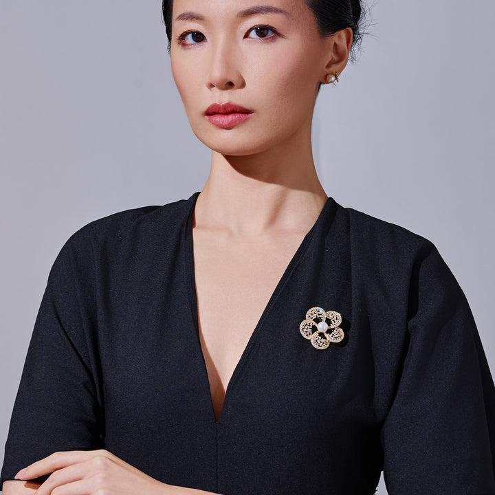 優雅淡水珍珠胸針 WC00128