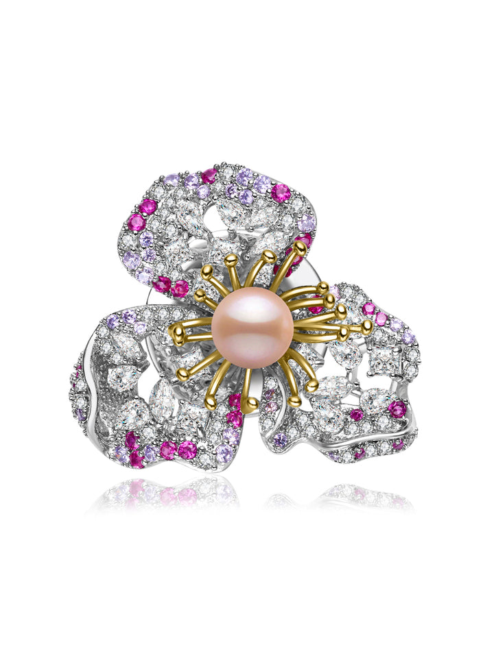 Broche de perla de agua dulce de primera calidad WC00132