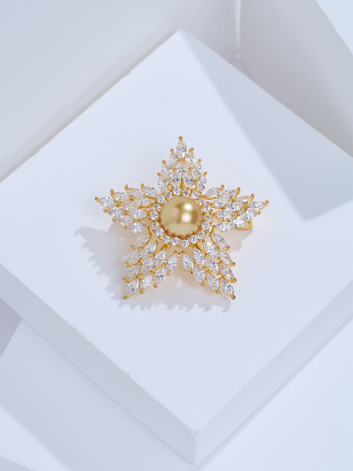 Top Lustre South Sea Golden Pearl Brooch WC00144