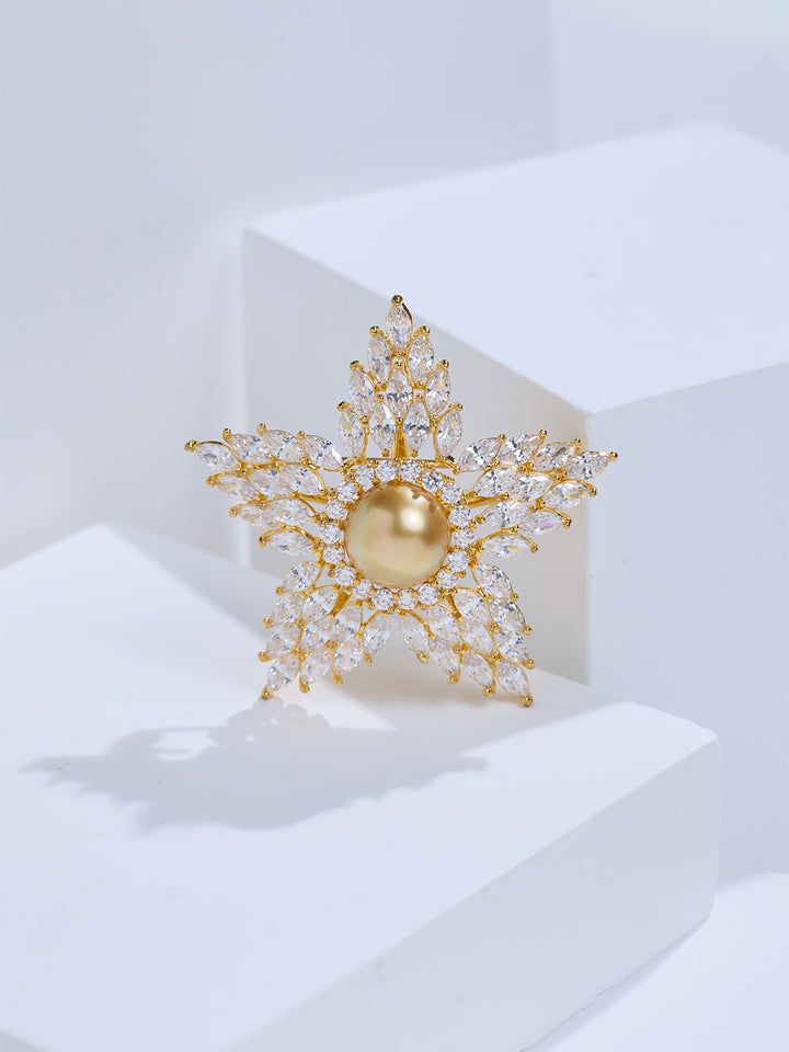 Top Lustre South Sea Golden Pearl Brooch WC00144